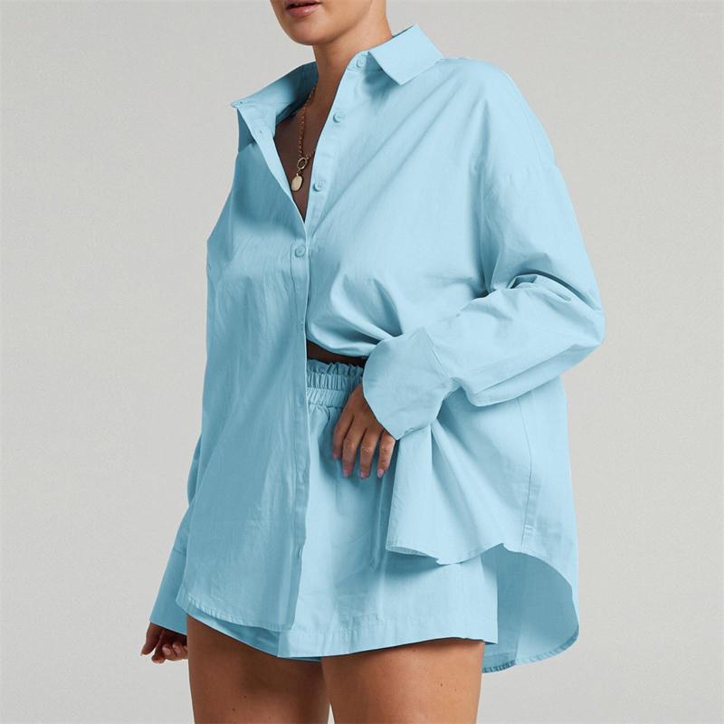 

Women' Tracksuits Fashion Tracksuit Two Piece Set Outfits Women Oversize Shirt And Drawstring Shorts Sets Loungewear 2 Outfit, Purple