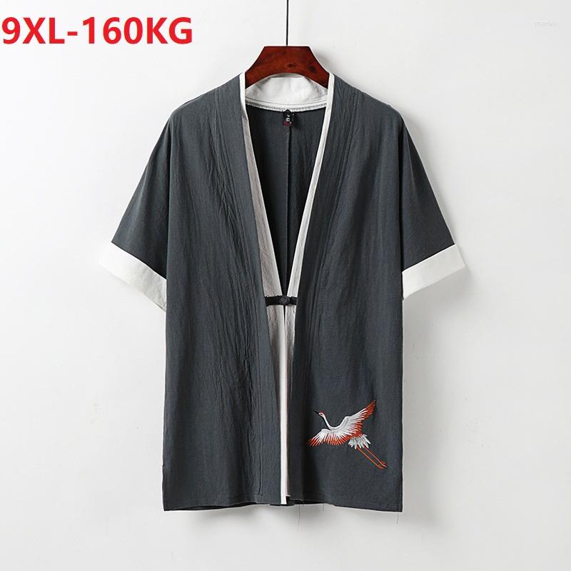 

Men's Casual Shirts Summer Men Shirt Linen Cotton Chinese Style Plus Size 7XL 8XL 9XL Personality Tang Suit Homewear Patchwork Vintage 72, Picture color