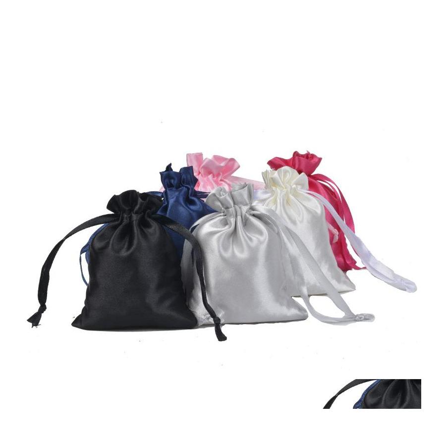 

Jewelry Pouches Bags 10Pcs/Set Silk Satin Pouches Dstring Bag With Ribbon Lipgloss Cosmetics Storage Custom 1752 Q2 Drop Delivery P Otdh3