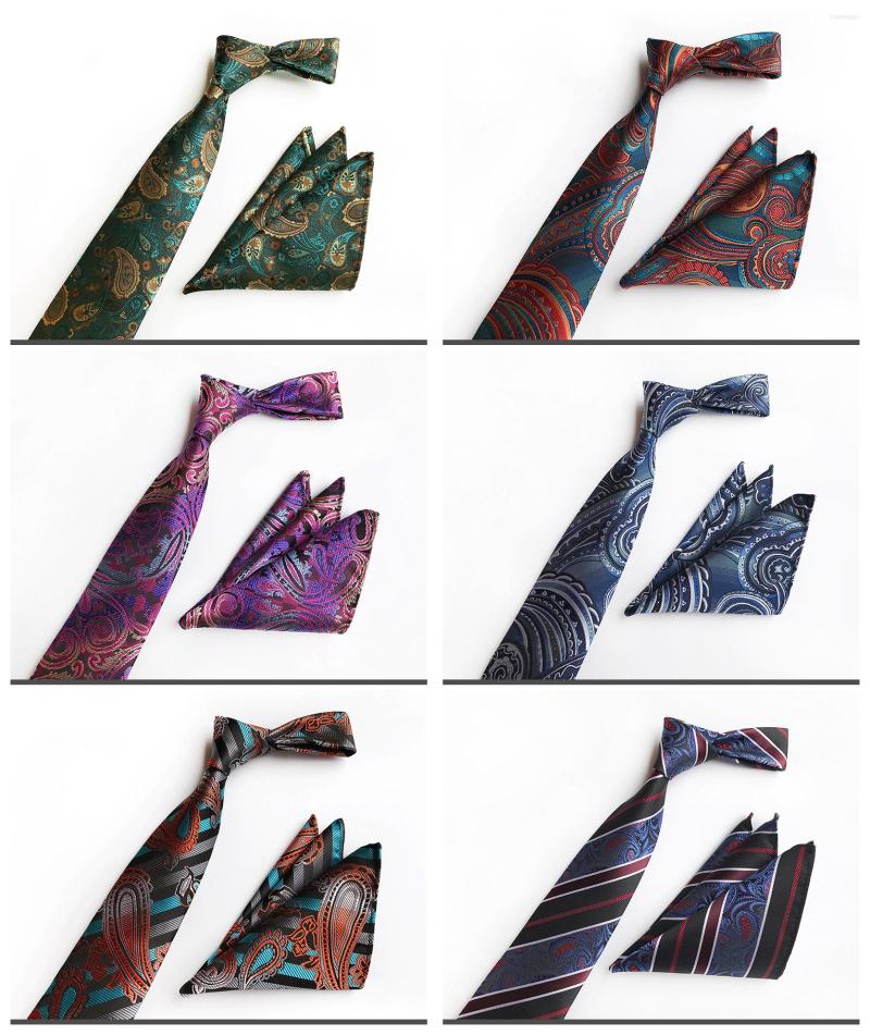 

Bow Ties 2022 Business Men's Tie Pocket Towel Accessories Set Explosion Models High Quality Polyester Paisley Two-piece