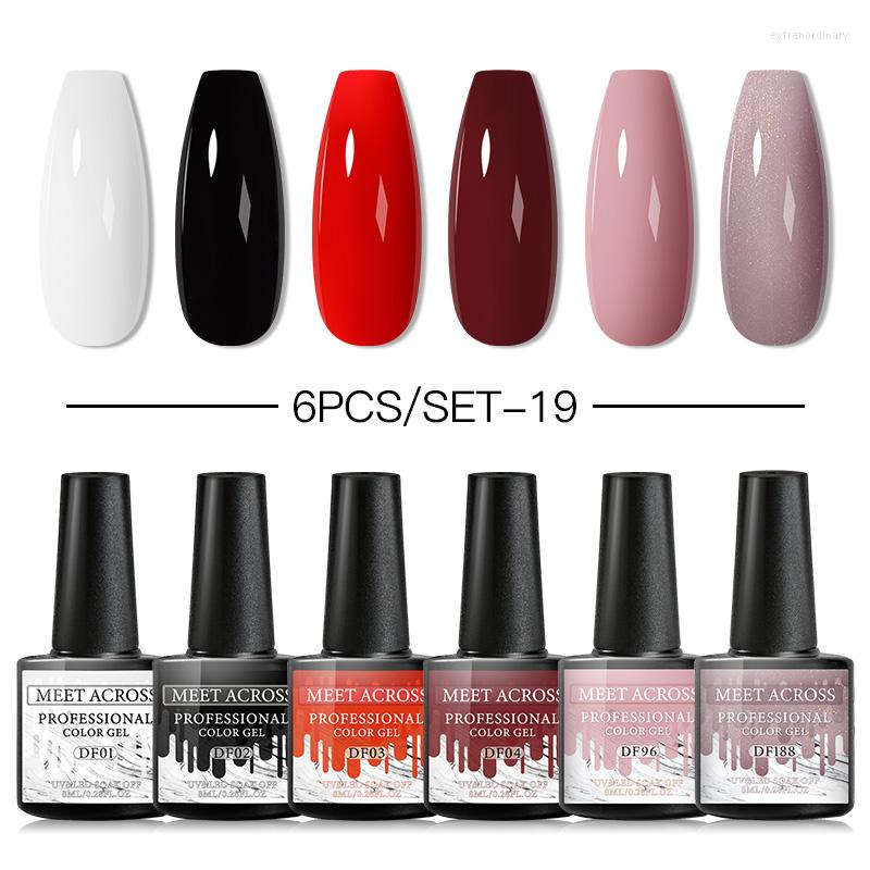 

Nail Art Kits MEET ACROSS Gel Polish Set 6PCS Kit Glitter Vernis Semi Permanent Base Top Coat UV LED