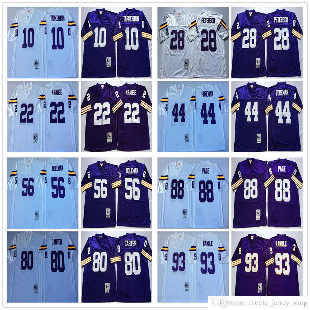 

NCAA Mitchell and Ness Vintage Football 10 Fran Tarkenton Jerseys 93 John Randle 22 Paul Krause 28 Adrian Peterson Chuck Foreman Chris Doleman Cris Carter Alan Page, Same as picture