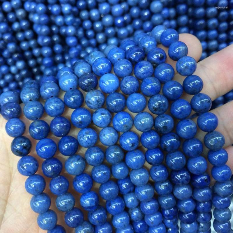 

Beads Round Dumortierite Stone Natural Gemstone DIY Loose For Jewelry Making Strand 15" Wholesale