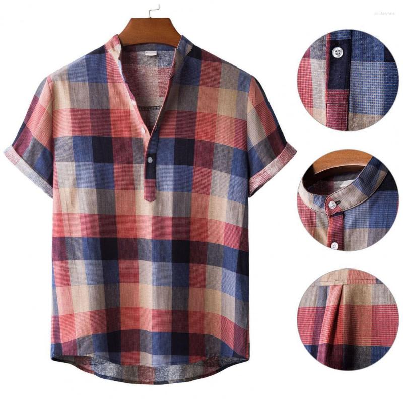 

Men's Casual Shirts Contrast Colors Fabulous Great Stitching Summer Top Wear-resistant Shirt Anti-pilling For School, Blue