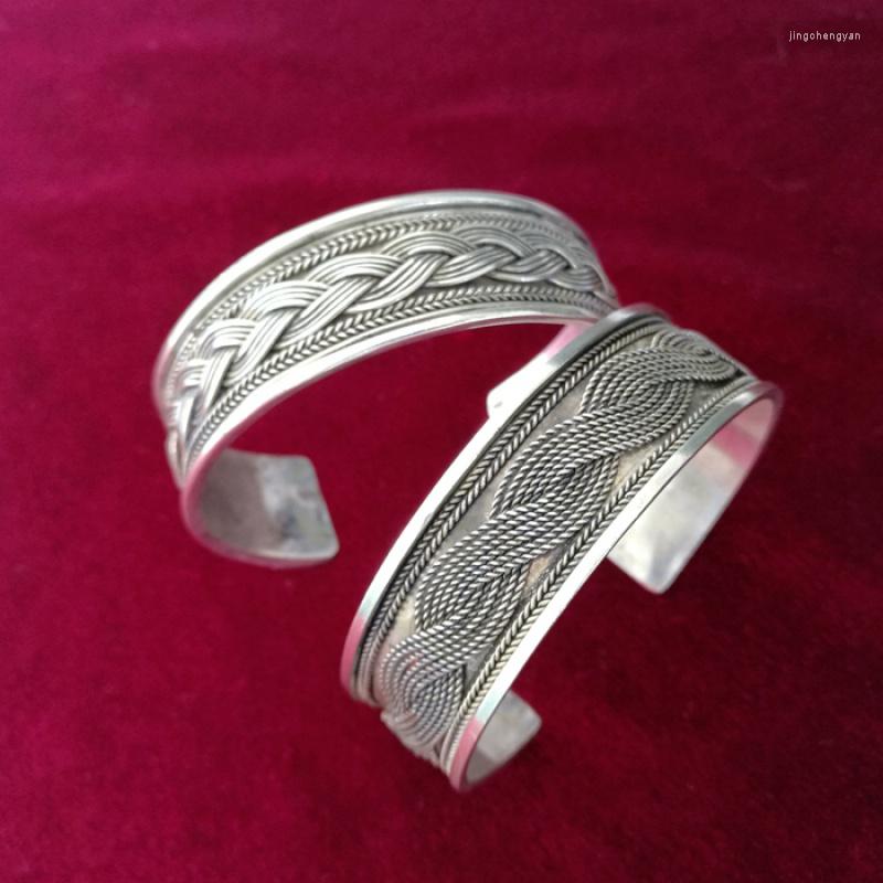

Bangle Guizhou Ethnic Style Silver-Plated Twisted Braided Narrow Bracelet Niche Design Simple Personality Open For Men And Wom
