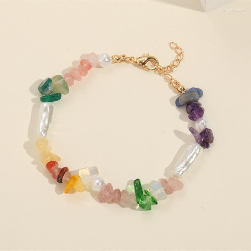 

Charm Bracelets 2022 Fashion Women Geometric Irregular Colorful Nature Stone Pearl Splicing Bracelet Sexy Party Jewelry