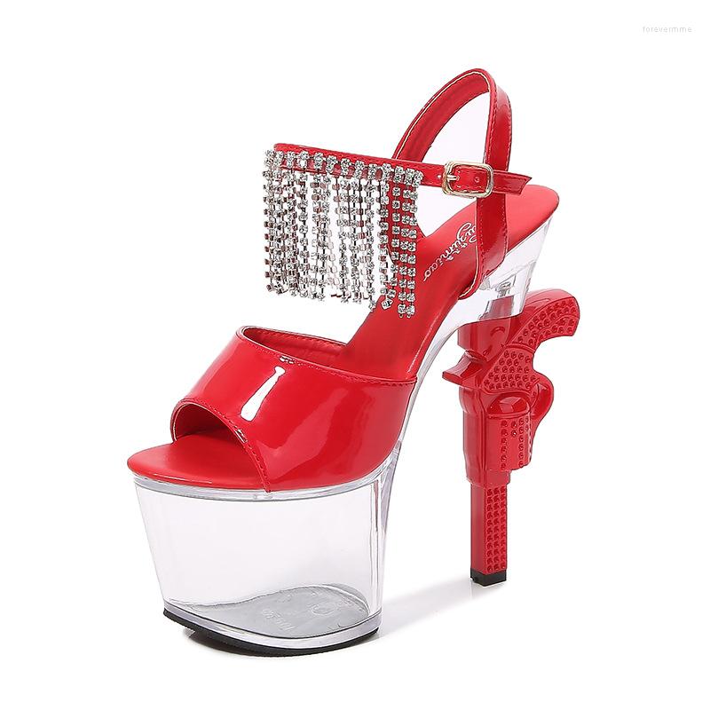 

Sandals Mclubgirl Women's Shoes Fashion Transparent Platform Super High Heels Model Performance Sexy Nightclub LFD, L6-white