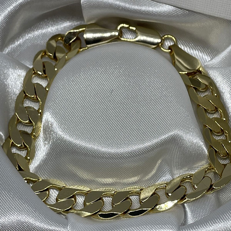 

Bangles 18k Yellow Fine Solid Gold Curb Cuban Bracelet 10mm Chain Luxury Gift Box
