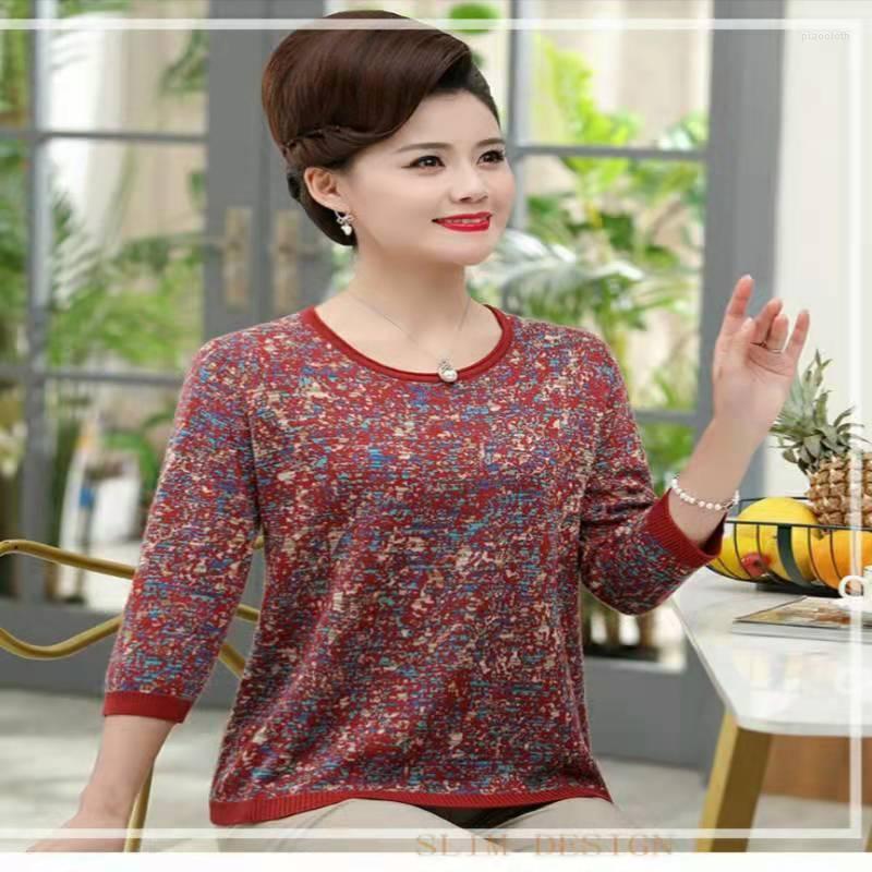 

Women's Blouses Women's Spring And Autumn Fashion Temperament Three-quarter Sleeve Top Round Neck Camouflage Print Bottoming Shirt DD229, Green