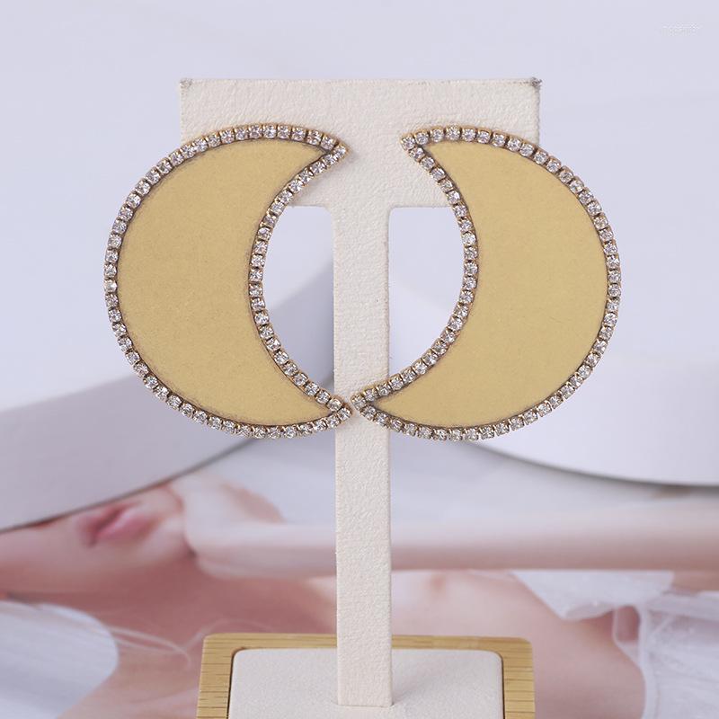 

Backs Earrings Personalized Moon Crescent Shape Inlaid Small Exaggerated Ear Clip