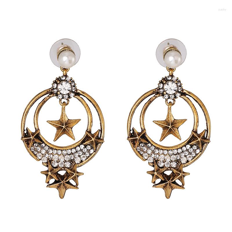 

Stud Earrings Rongho Vintage Metal Star For Women Crystal Statement Earring Chunky Brincos Pendant Punk Jewelry