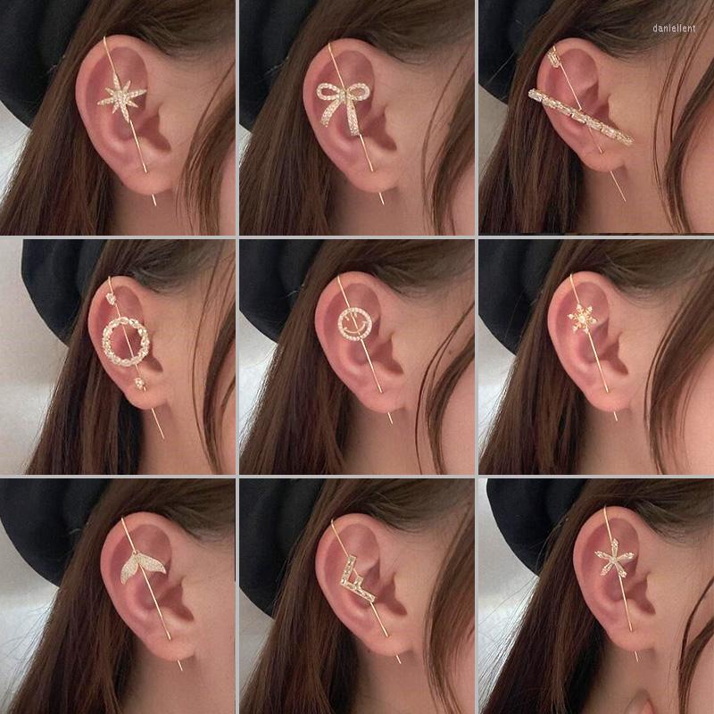 

Backs Earrings Christmas Gift Punk Crystal Ear Clip Men Elegant Rhinestone Cuff Long Stud Piercing Women Jewelry Aesthetic Accessories