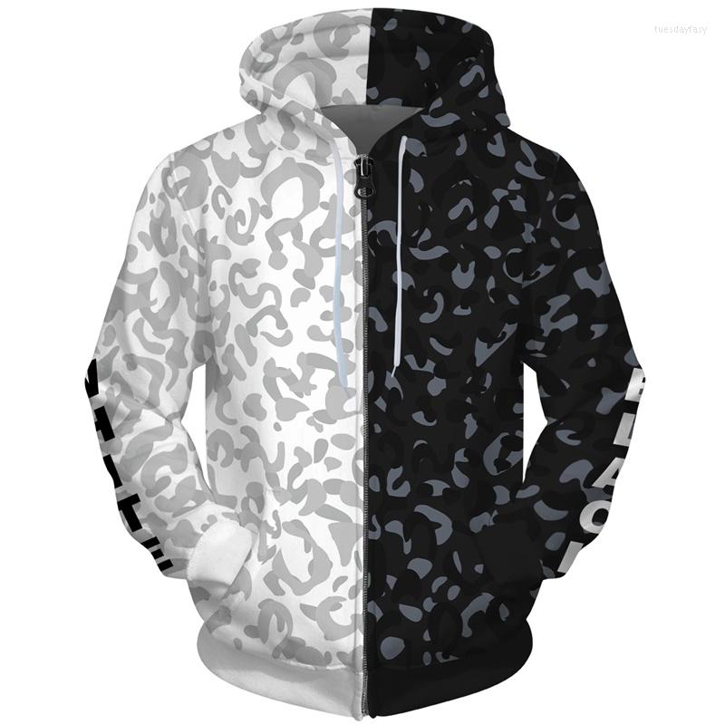 

Men's Hoodies Cloudstyle 3D Zipper Hoodie Men Splicing Painting White Black Fashion Loose Polyester Sweatshirts Male Custom 5XL, 03