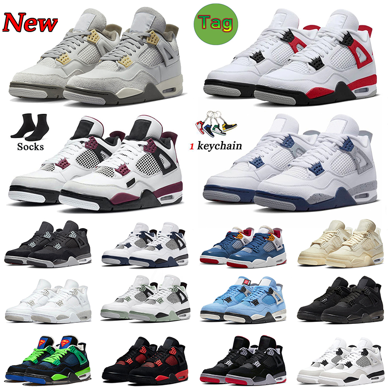 

4 men basketball shoes Retro Jumpman 4s For Mens Women photon dust j4 Fire Red Thunder IV Military Black Cat Canvas White Oreo University Blue Sail Sneakers Trainer, B35 military black 40-47