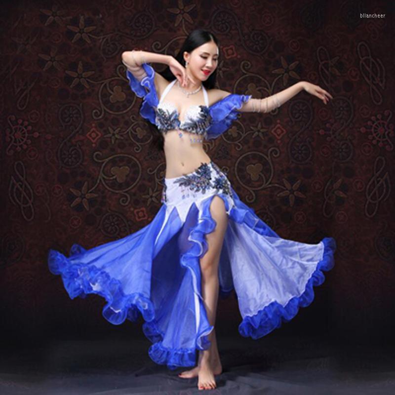 

Stage Wear Arrival Oriental Dance Costumes Sexy Bra&Skirt Suits For Women On Autumn 2pcs/set Belly Dancing Clothing Set Dancer, Blue