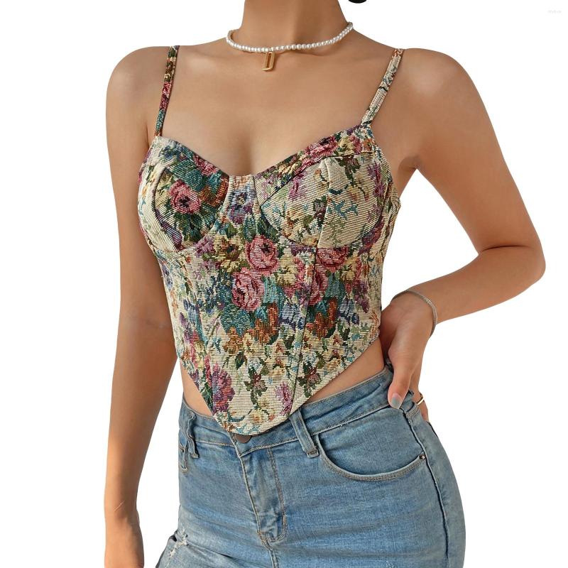 

Women's Tanks Women Vest Tops Sleeveless V Neck Floral Print Retro Irregular Hem Casual Party Street Fall Spring Summer Sling, Multi