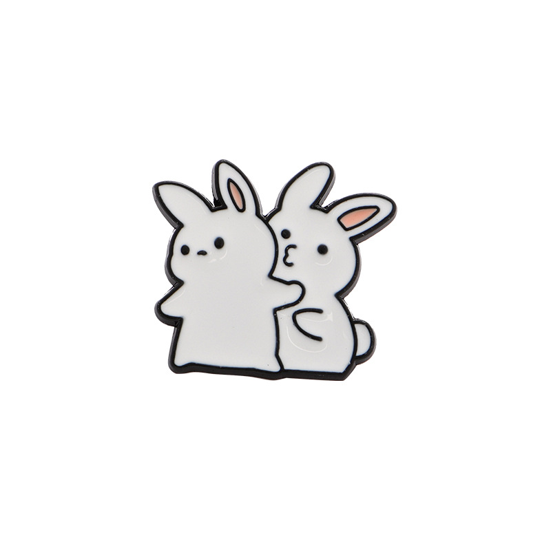 

Cartoon Two Rabbits Alloy Brooches Japanese Enamel Pins Cute Brooch for Girls Animal Badge Jewelry Gift Fashion Clothes Accessories