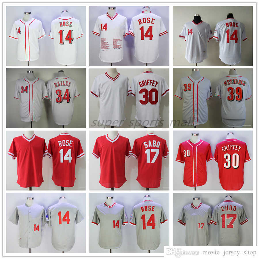 

Mitchell and Ness Baseball Jersey Vintage 14 Pete Rose 17 Chris Sabo 30 Ken Griffey Jr. 34 Homer Bailey 39 Devin Mesoraco Jerseys 1969 1976 Retro, As picture