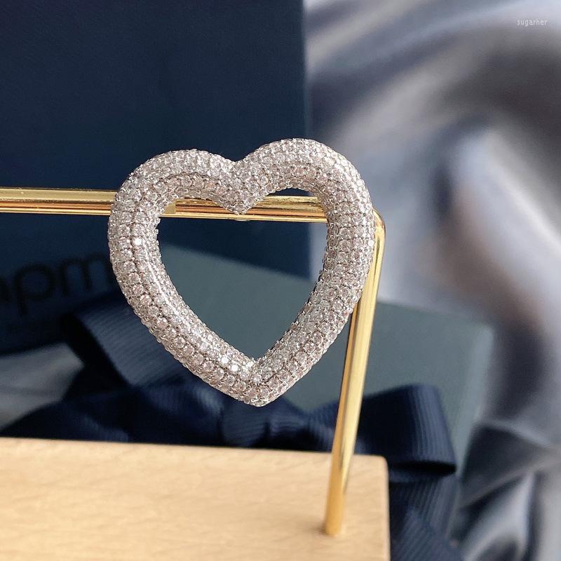 

Stud Earrings Japan And South Korea Dongdaemun Product Single Heart-shaped Female Micro-inlaid Zircon Niche Design Trend
