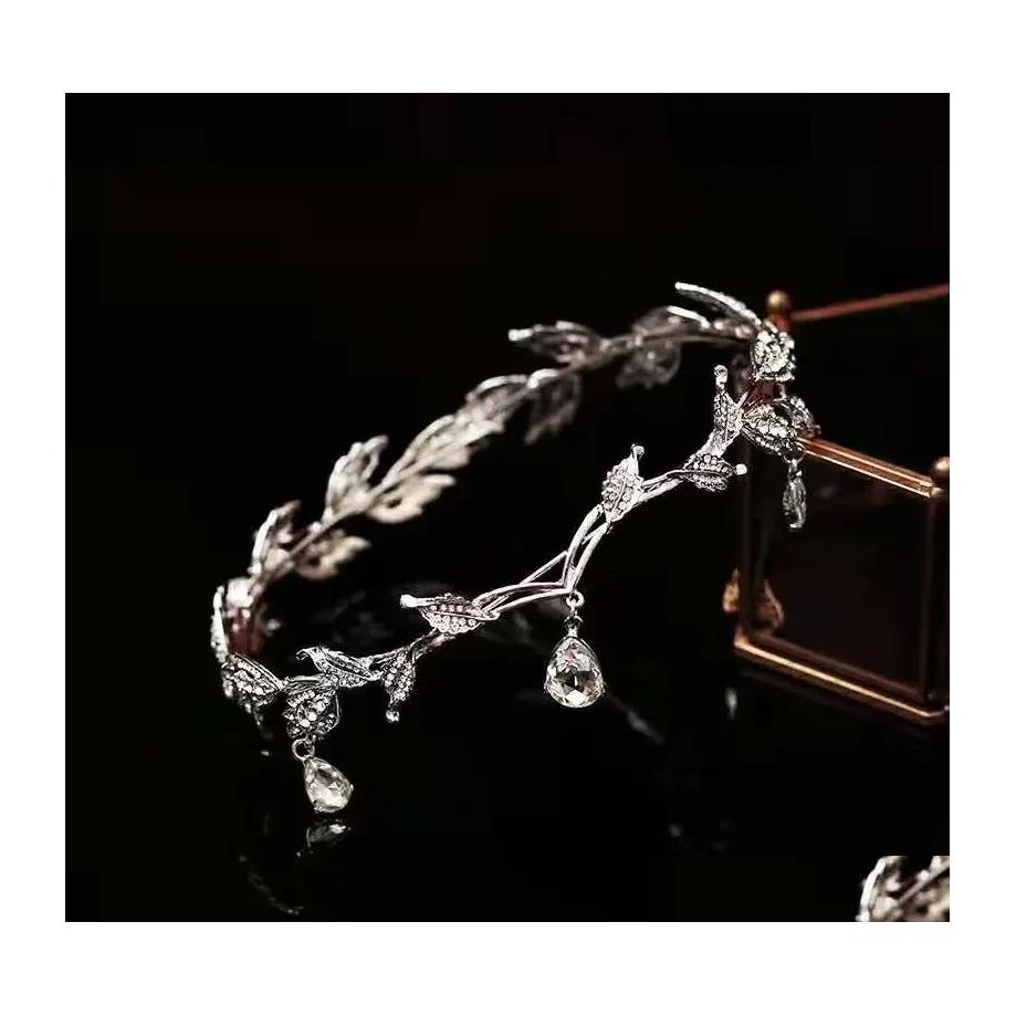 

Wedding Hair Jewelry Handmade Forehead Headpiece Tiara Bridal Headband Crystal Rhinestone Accessories Vintage Women Hairbands Drop De Dhqf6
