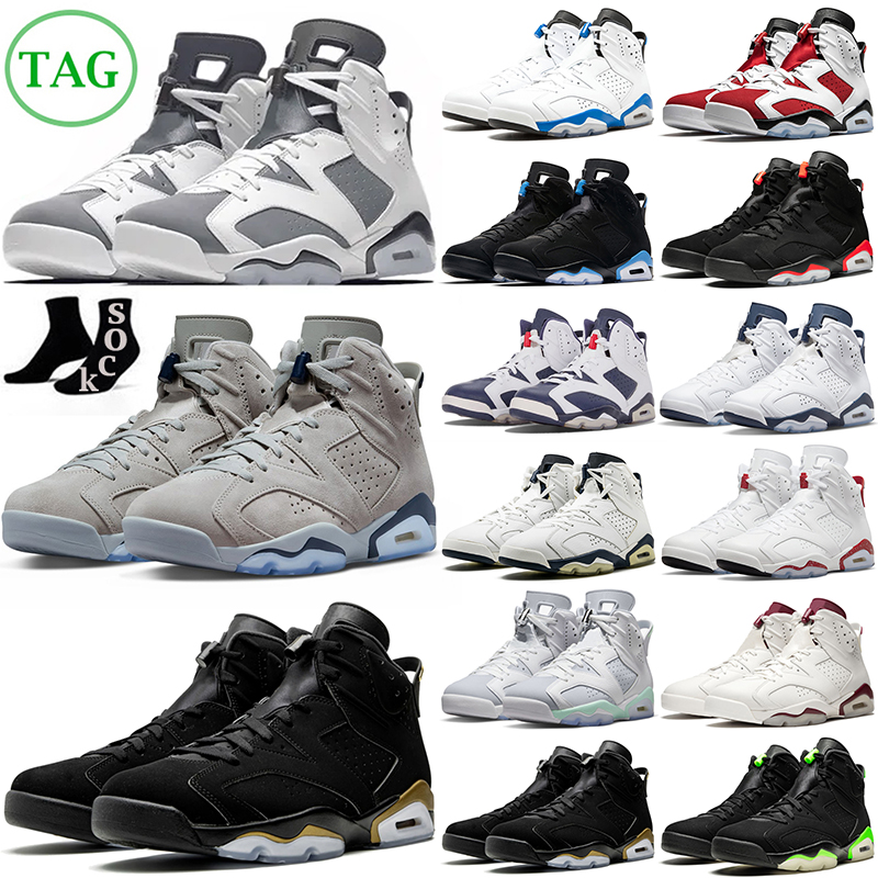 

6 6s Basketball Shoes Cool Grey Toro University Blue Red Oreo Georgetown Midnight Navy Cactus Jack Black Infrared UNC mens trainers outdoor sports sneakers fashion, Acid wash denim