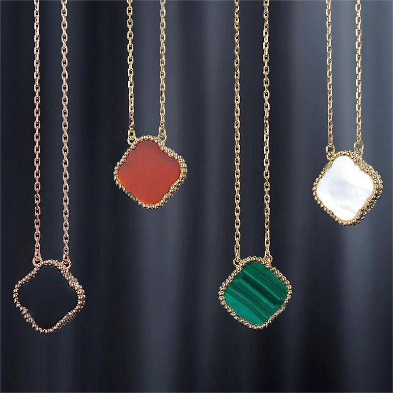 

90 cm Fashion Designer Jewelry Large 4/Four Leaf Clover Necklace Shell Blue Agate Red Chalcedony Double Layer Wear Valentine's Day Engagement Christmas Gift