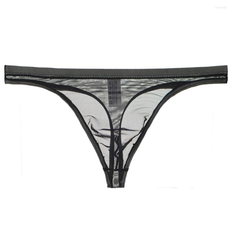 

Underpants Men Mesh Thong See-through Underwear Gay Mens Thongs Sexy Bikini G-string Jockstrap Tanga T-back Briefs, Black