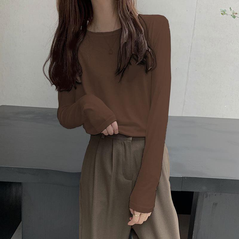 

Women's T Shirts 2022 Temperament Women's Spring And Autumn Round All-match Bottoming Shirt, Black