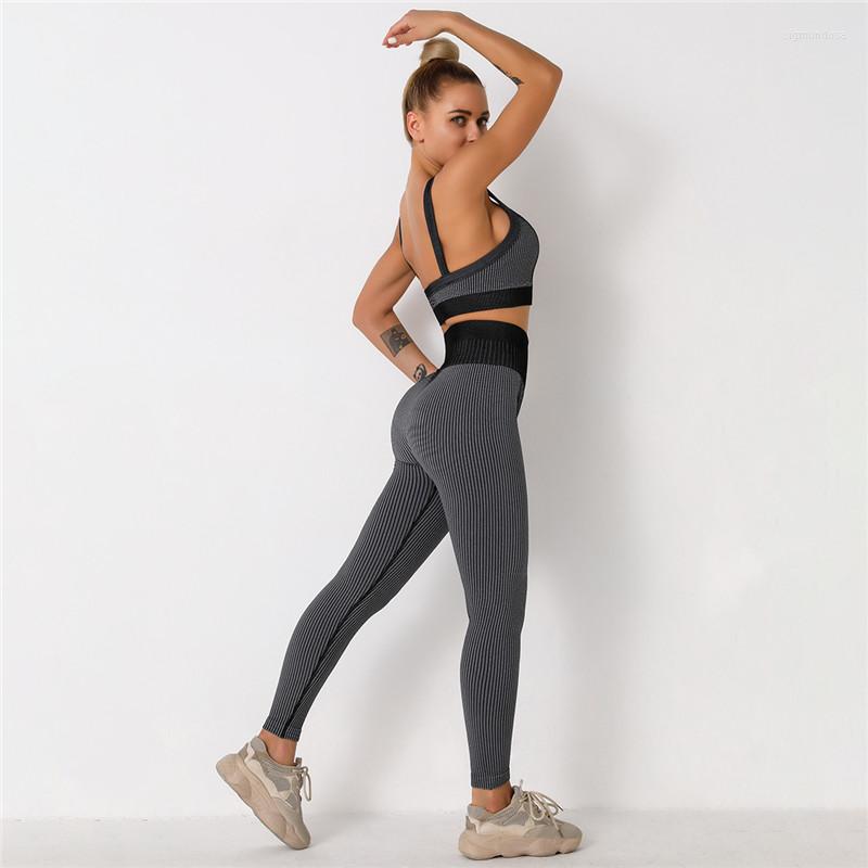

Active Sets 2 Piece Women Yoga Set Sling Gym Fitness Training Running Workout Vest Push Up Leggings Sports Suits Pants Solid Bra Tracksuit, Black