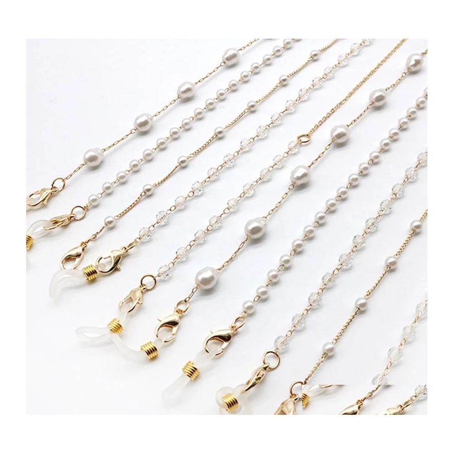 

Eyeglasses Chains Fashion Elegant Imitation Pearl Glass Crystal Bead Masked Sunglasses Glasses Chain Eyeglass Eyewear Lanyards Jewel Otxky