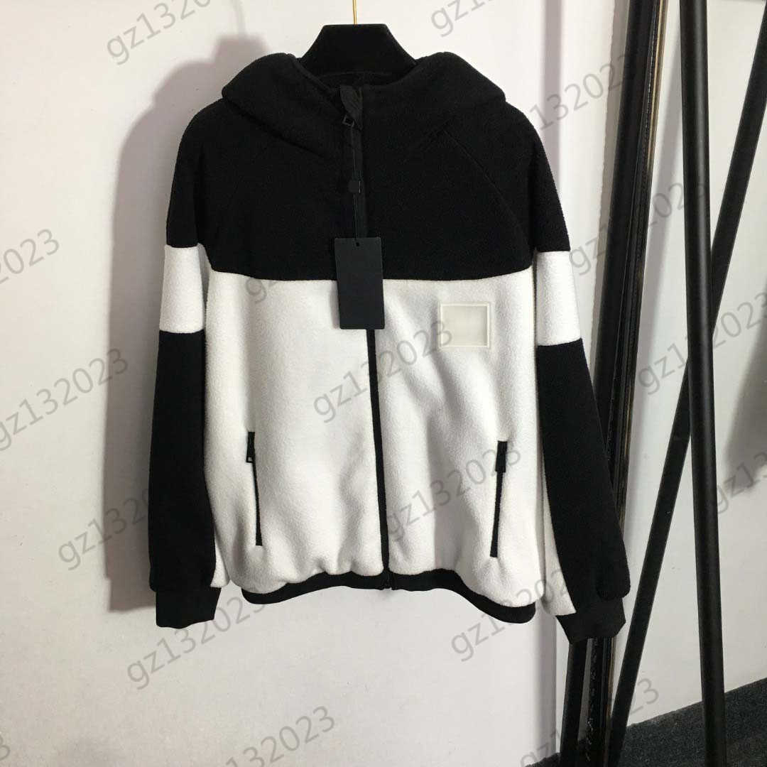 

Womens Jackets Color Matching Zipper Open Long Sleeve Lamb Wool Jackets Offset Letter Printing High Collar Warm Coats Designer Brand Joker Women Clothing, 10