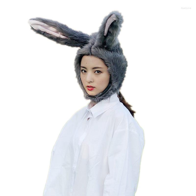 

Hats Cute Plush Hat Gray Ears Headgear Festival Party Funny Cosplay Halloween Po Props Birthday For Women, White