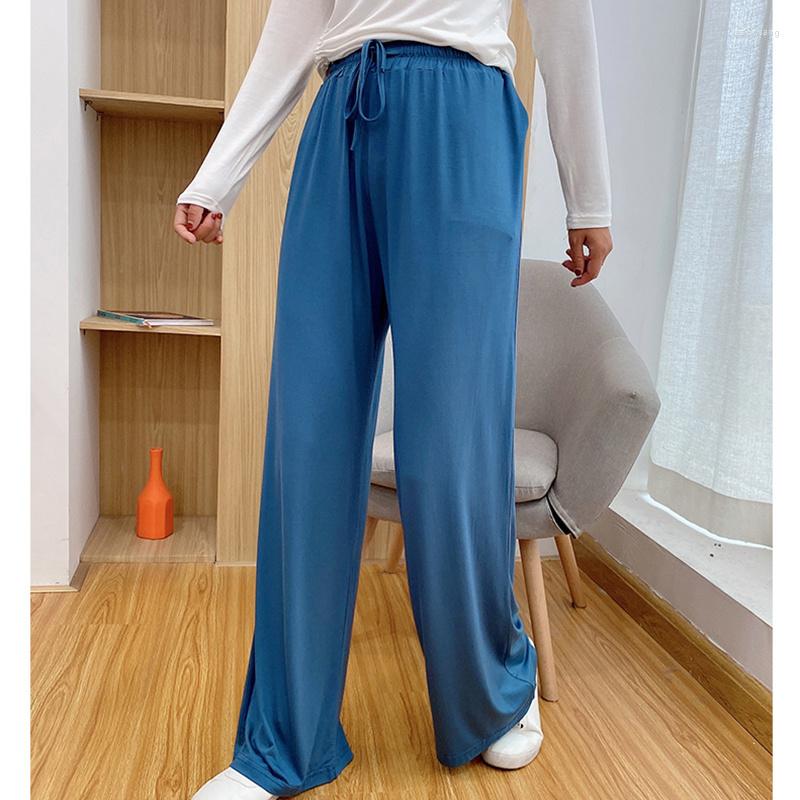 

Women's Sleepwear Solid Home Pants Women Modal Soft High Waist Ladies Pajama Pant Summer Spring Straight Trouser For Female, Black