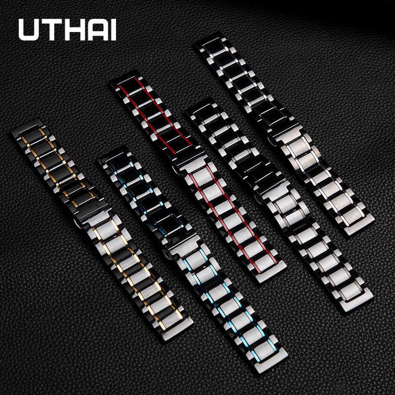 

Watch Bands Ceramic strap For huawei watch gt 20mm 22mm watch strap Five beads stainless steel cermet strap watchbands UTHAI C10 T221213