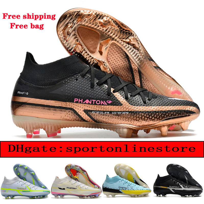 

send with bag mens soccer boots Phantom GT2 Dynamic Fit Elite FG football cleats Shock Wave Recharge Motivation Pack outdoor shoes Tacos de futbol botas scarpe calcio, Color 2