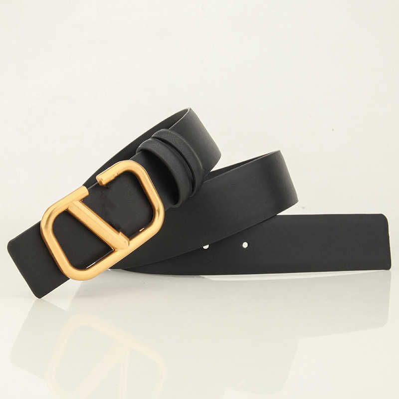 

Belts 2023 Mens Womens Leather Belt 3.8CM Letter V Smooth Buckle Dress Windbreaker Decorative Simple Belt, Brown