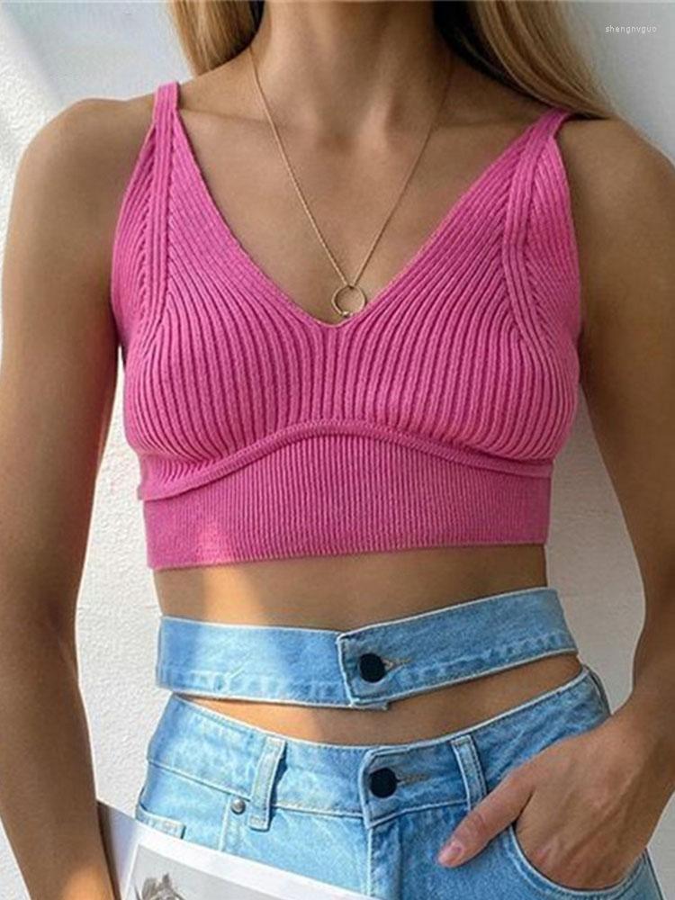 

Women' Tanks Sexy Crop Top Women Low Cut Basic Mini Camis Outfits White Off Shoulder Summer Casual Green Knitted Tank Y2K