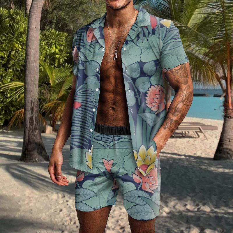 

Men' Casual Shirts Men' Tracksuit Summer Beach Short Sleeve Shirt And Shorts Suit Vacation Hawaiian Two-Piece Set Male Clothing, Cst0002-01