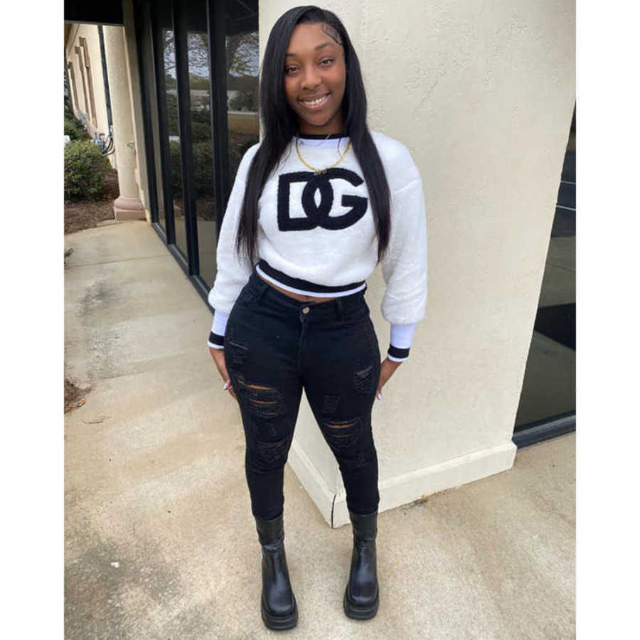 

New Womens Winter Casual Loose Versatile Letter Warm Cashmere Top Designer 2023 Fashion Sweaters -XXL, White