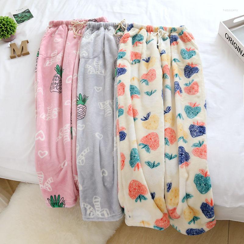 

Women's Sleepwear Winter Women's Flannel Pajama Pants Home Thickened Large Size Loose Pockets Cartoon Cute, Black spot 01