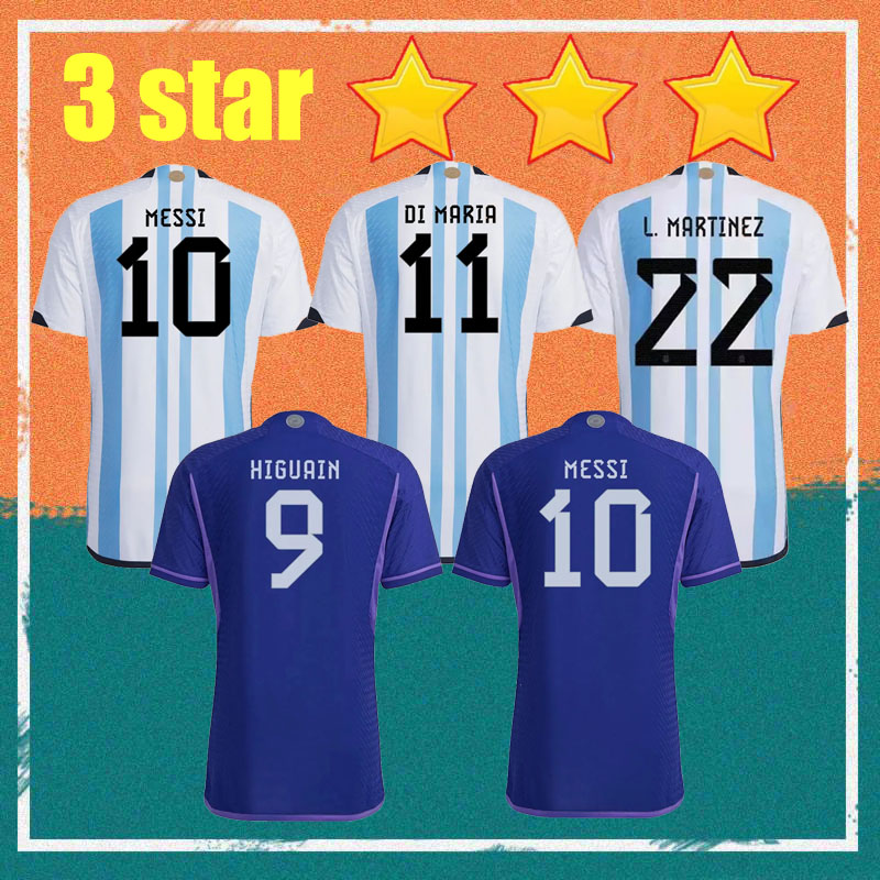 

22/23 Argentina #10 MESSI Soccer Jerseys 2022 Home #9 J. ALVAREZ #11 DI MARIA #21 DYBALA #7DE PAUL shirt #22 L.MARTINEZ #20 LO CELSO MAN national team Football uniforms, Home campeones del nun