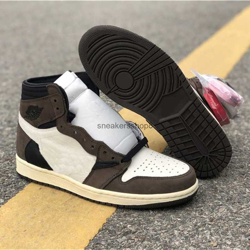

Released Brown 1 High OG TS SP Dark Mocha Men's Women travis shoes Cactus Jack Scotts Basketball Shoes Sport Sneaker With Original Size