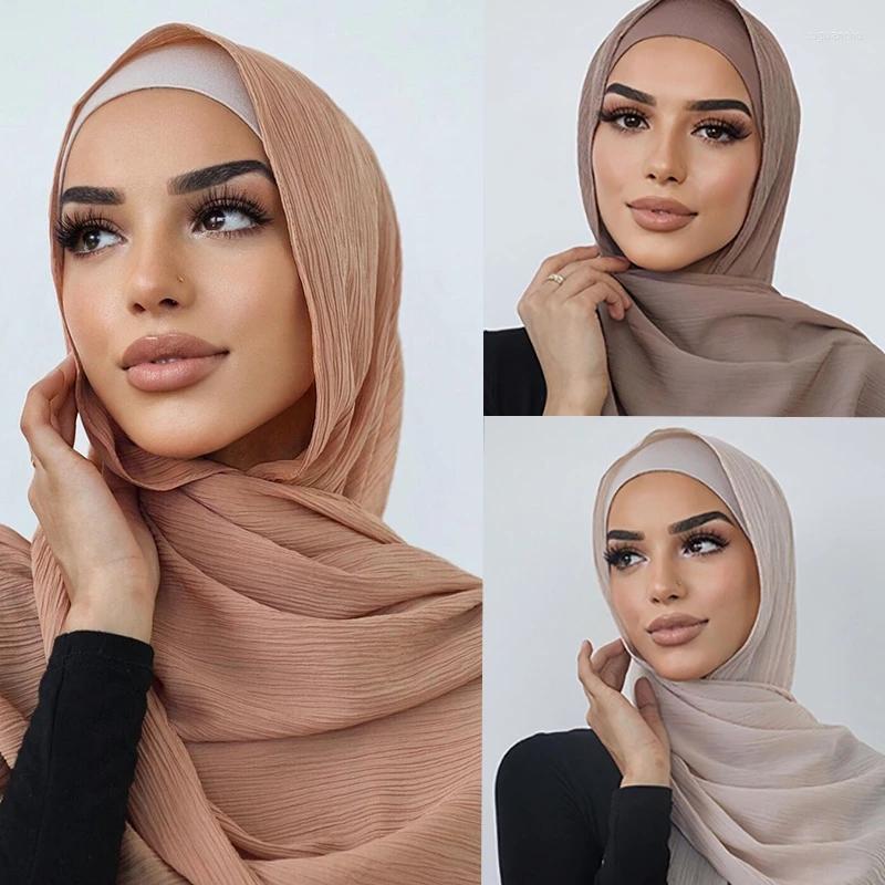 

Ethnic Clothing Brand Crinkled Chiffon Women Solider Color Premium Heavy Hijabs Women's Scarves Long Shawl