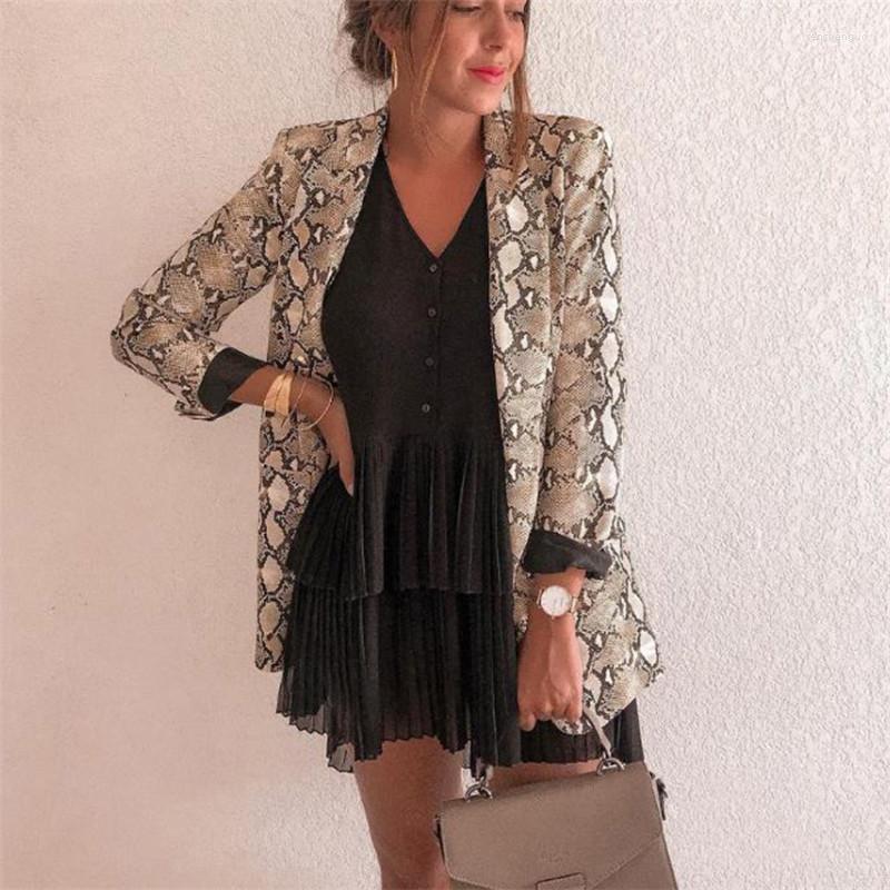 

Women' Suits Office Lady Snakeskin Print Business Blazer Women Long Sleeve Shawl Collar Suit Jacket Coat Outwear, Auburn