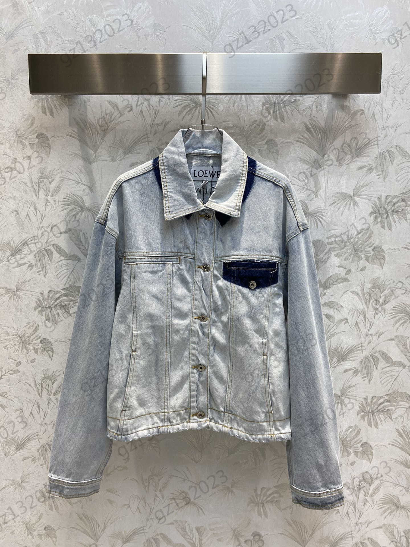 

Womens Jacket Match Lettering Embroidery Vintage Style Color Matching Denim Jacket Custom Button Open Lapel Silhouette Coats Fashion Joker Women Clothing