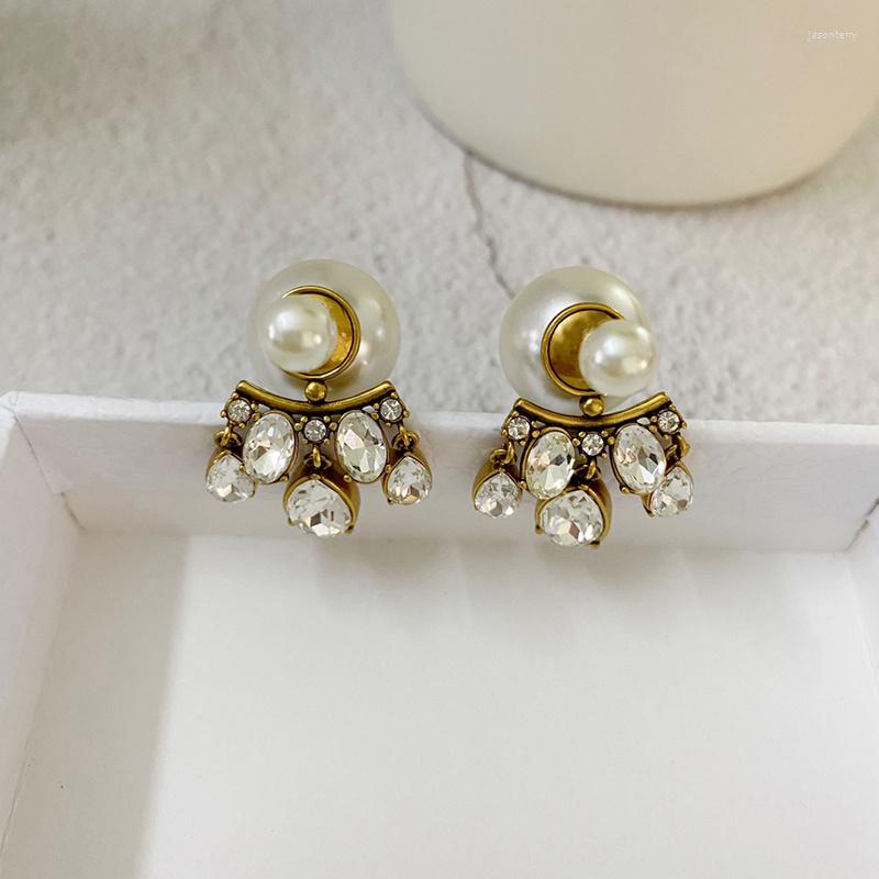 

Dangle Earrings Brand Pearl Crystal Fashion For Top Quality Luxury Jewelry Accessories Women Designer Bijoux Trend Goth