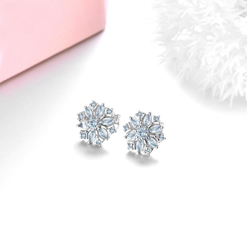 

Stud Earrings GEM'S BALLET Natural Aquamarine Gemstone For Women Solid 925 Sterling Silver Engagement Fine Jewelry
