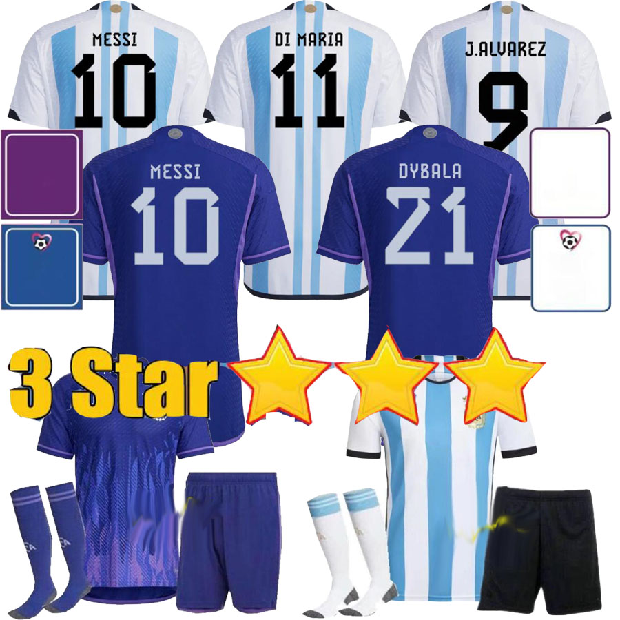 

3 Stars Argentina Soccer Jerseys 3XL 4XL MEN KIDS KIT 2022 Short sleeve Maradona J.ALVAREZ DE PAUL 2023 DI MARIA Football shirt t 22 23, 22 23 away adult