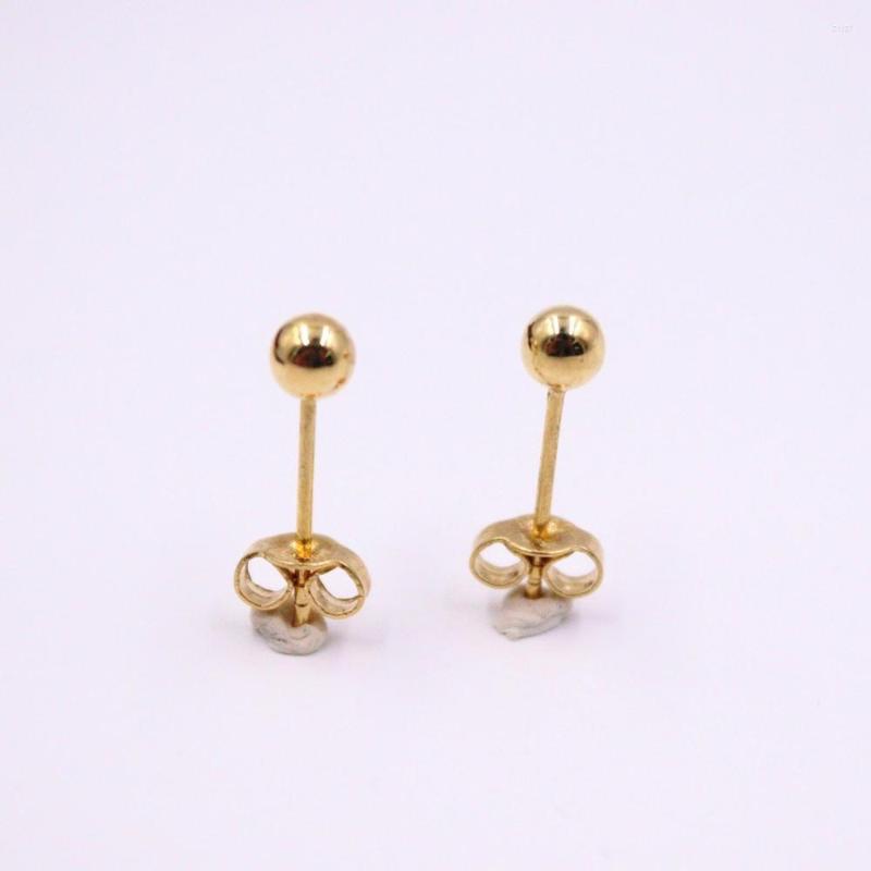 

Stud Earrings Pure 18k Yellow Gold 17x4mm Round Bead Smooth Ear For Woman