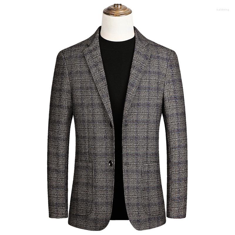 

Men's Suits Fashion Men Wool Blends Suit Autumn Winter Solid Color Men's Luxurious Male Blazers Single Breasted, Gray 904